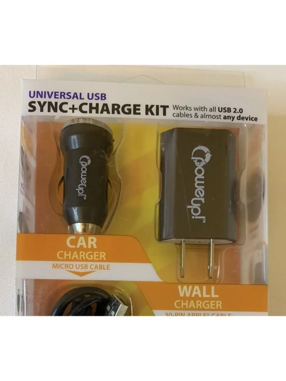 PowerUp Universal USB Sync Charge Kit Micro USB 30-Pin Car Wall Chargers NEW